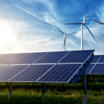 Wind turbines and solar panels