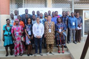 Group photo of technical workshop participants outside the WASCAL Competence Center in Ouagadougou.